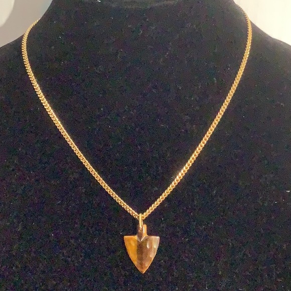 1981 VINTAGE AVON GENUINE ARROWHEAD NECKLACE GENUINE TIGER'S EYE PENDANT - Picture 2 of 4